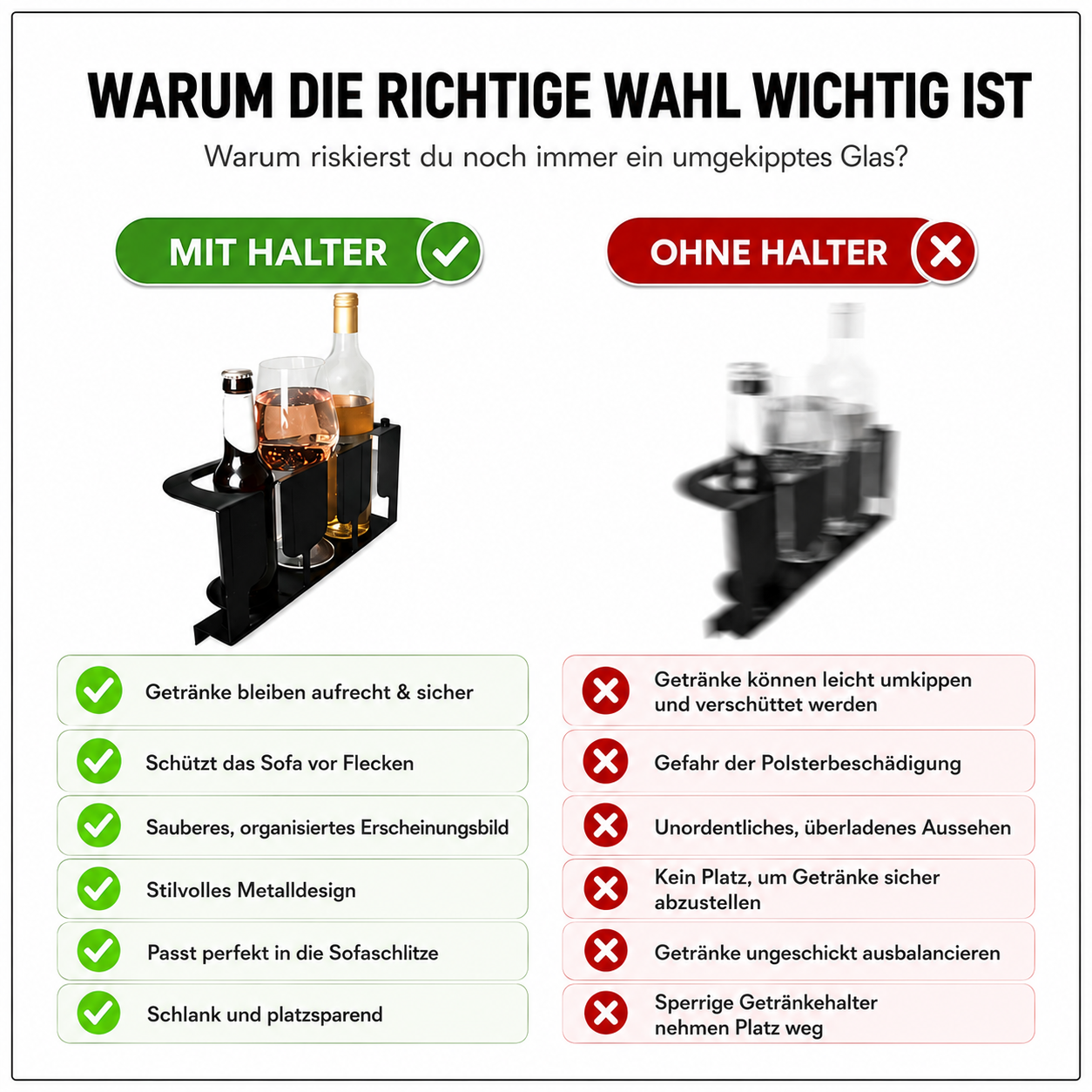 Sofa Getränkehalter für Becher & Gläser