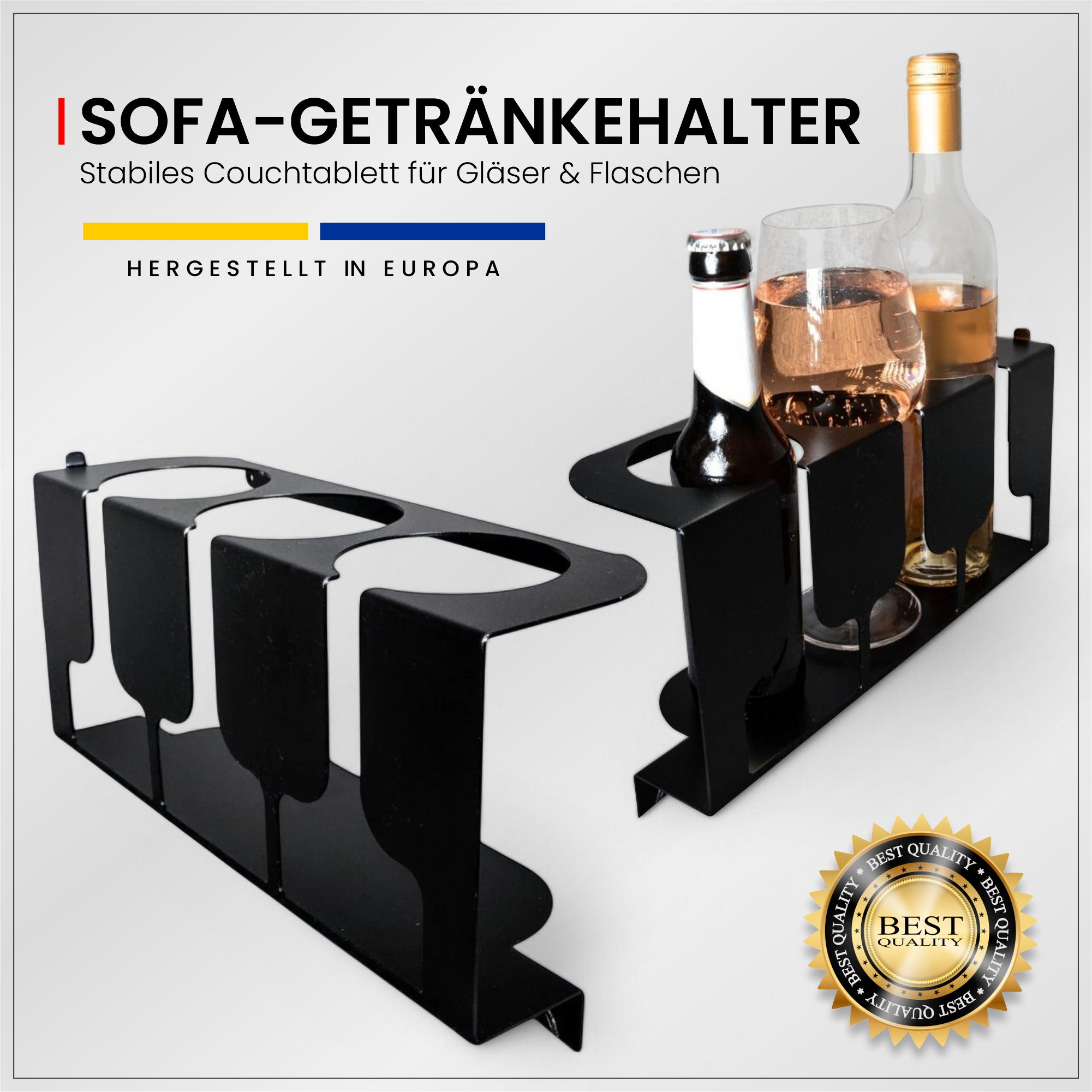 Getränkehalter für Sofa – Organizer für Gläser & Flaschen – Wohnaccessoire